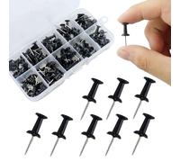 110 chinchetas negras reutilizables con caja de almacenamiento de plástico sólido, inoxidables, chinchetas para corcho, tablón de anuncios, tablón de anuncios, escuela, oficina