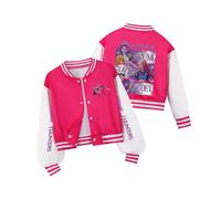 (110)Girls KPop Demon Hunters Baseball Jersey Jacket Coat Kids Top Rose Red A