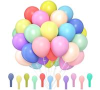110 Globos de Cumpleaños Arcoíris, Globos de Látex de 12 Pulgadas, 11 Colores Globos Helio, Globos Color Pastel para Decoracion Cumpleaños, Fiesta, Aniversario, Graduación, Baby Shower