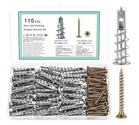 110 Pcs M4 Tacos con Tornillos Autoperforantes, Tornillos y Tacos para Placas de Yeso Autoperforantes para Fijación en Placas de Yeso Hormigón Ladrillo
