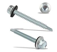 110 PCS tornillos autoperforantes de metal, 5,5 x 50 mm, tornillos autoperforantes, acero inoxidable, chapa de acero hexagonal, tornillos autoperforantes, para metal, tornillos herméticos, con junta