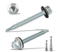 110 pcs Tornillos Autotaladrantes 5,5 x 50MM Tornillos Roscachapas 2 Vaso Taladro Tornillo Panel Sandwich Tornillos Autorroscantes Metal para Panel Sandwich Tejado Chapas Metalicas Aluminio (Plata)