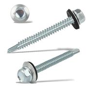 110 pcs Tornillos Autotaladrantes 5.5x50MM Tornillos Roscachapas Tornillo Panel Sandwich Tornillos Autorroscantes Metal para Panel Sandwich Tejado, Chapas Metalicas, Tejado, Aluminio (Plata)