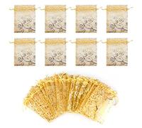 110 Pieza Dorada Bolsa de hilados, artículos de fiesta de bodas, Dorada Bolsa de organza, Tira de la cuerda Bolsa de regalo, Aplicable a festivales, joyas, dulces, muestras de maquillaje (10 * 15 cm)