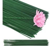 110 piezas de alambre para flores, alambre floral, alambre floral verde, tallo floral artificial oscuro, alambre para flores, para flores secas, corona de flores (17 cm, verde)
