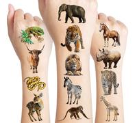 110 piezas de tatuajes temporales realistas de animales de la jungla, pegatinas de reptiles, bosque, jungla, decoraciones para fiestas de cumpleaños, regalos, regalos para niños y niñas, safari,