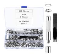 110 Set Ojales Metalicos, 12mm Ojales para Lonas, Kit de Ojetes Metalicos, Alicates Ojales para Tela, Cuero, Cortinas, Zapatos, Manualidades con Kit de Herramientas para Ojales