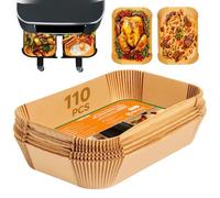 110 unidades de papel de horno para freidora de aire caliente de 20,5 x 14 cm con doble cámara, accesorios para airfryer, forro compatible con Ninja Dual/Double Stack, antiadherente, resistente al
