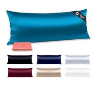 110 x 45 cm. Funda de Almohada de Seda Seda 6A Mulberry de 22 Momme. Termorreguladora, hipoalergénica, cuida de tu Piel y tu Cabello. Certificada Oeko-Tex y Gots. Azul Pavo Real.