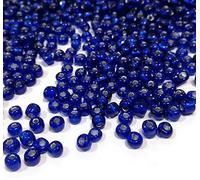 1100 cuentas de cristal de 4 mm, 6/0, abalorios, transparentes, pequeñas cuentas para niños, colores a elegir (azul real con incrustación plateada)