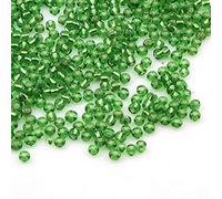 1100 cuentas de cristal de 4 mm, 6/0, abalorios, transparentes, pequeñas cuentas para niños, colores a elegir (verde con incrustación plateada)