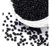 1100 cuentas de cristal de 4 mm, 6/0, abalorios, transparentes, pequeñas cuentas para niños, colores a elegir (negro opaco)