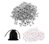 1100 Letras Y Cuentas De Amor, 1 Bolsa De Almacenamiento, Cuentas Espaciadoras De Letras, Cuentas Planas Con Letras Redondas, Cuentas Para Manualidades, Accesorios De Joyería Diy