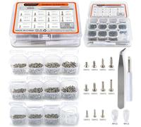 1100 piezas (11 tamaños) Kit de reparación de lentes de sol con destornillador Phillips magnético y pinzas para reparar gafas (vienen con almohadillas para la nariz), relojes, joyas y teléfonos