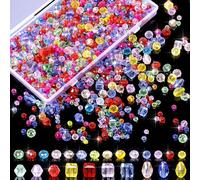 1100 Piezas Cuentas Cristal Facetado, 4/6/8mm Abalorios de Colores Con Caja de Almacenamiento Para Hacer Joyas y Decoración del Hogar