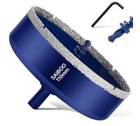 110mm Sierra Perforadora de Diamante con Broca Piloto, Cristal Broca Sierra Perforación de Punta de Diamante para Vidrio Cerámica Mármol Porcelana Azulejos Piedra Caliza