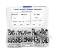 110PCS M6-M8/1D-3D Tornillos de rosca de alambre en espiral Manga Tornillo autorroscante Tornillos de rosca de acero inoxidable Surtido de manga