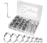 110Piezas Abrazaderas de Manguera Ajustables 8-44 mm, Abrazaderas de Tubería Acero Inoxidable, Ajustable Clips, Abrazaderas, Clips de Manguera, para Tubo, Lavadora, Piscina, Jardín, Fijación Tubería