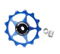 1113T - Polea de rueda guía para desviador trasero de bicicleta de carretera, rodamiento de acero sellado, a prueba de polvo, impermeable, construcción de aleación de aluminio (13T azul)