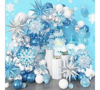 113 artículos de decoración de cumpleaños de «Frozen», adornos con globos para fiestas infantiles, globos de aluminio con forma de copo de nieve, decoración para fiestas de «Frozen»