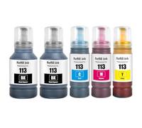 113 Pigmento Tinta Compatible con Epson 113 Cartucho de Tinta Multipack para ET-16150 ET-16600 ET-16650 ET-15000 ET-5100 ET-5150 ET-5160 ET-5170 ET-5800 ET-5850 ET-5880(5-Pack, 2BK/C/M/Y)