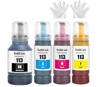 113 Pigmento Tinta Compatible con Epson 113 Cartucho de Tinta Multipack para ET-16150 ET-16600 ET-16650 ET-15000 ET-5100 ET-5150 ET-5160 ET-5170 ET-5800 ET-5850 ET-5880 (4 Pack, BK/C/M/Y)