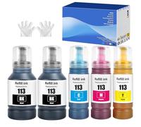 113 Tinta Compatible con Epson 113 Cartucho de Tinta Multipack para ET-16150 ET-16600 ET-16650 ET-15000 ET-5100 ET-5150 ET-5160 ET-5170 ET-5800 ET-5850 ET-5880 (5 Pack, 2BK/C/M/Y)