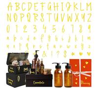 1136 Pegatinas de letras y números, diseño de lámina de oro brillante autoadhesivas en vinilo, etiquetas de letras impermeables para recipientes, cocina, ventana, etiquetas para frascos de alimentos