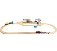 11377 Estación de Carga con Accesorios, Small Foot, con camión, Locomotora, Puerta corrediza, grúa de 360 Grados y rieles, a Partir de 3 años de Edad.