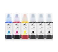 114 Ink Compatible with Epson 114 Ink Bottle Multipack for EcoTank ET-8500 ET-8550 (6 unidades, negro/negro/cian/magenta/amarillo/gris)