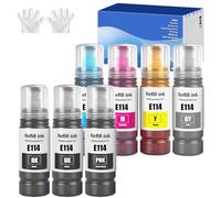 114 Tinta Compatible con Epson 114 Cartucho de Tinta Multipack para ET-8500 ET-8550 Impresora (7-Pack, 2 Negro/Foto Negro/Cian/Magenta/Amarillo/Gris)