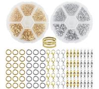 1140 unidades Cierre de cadena, set de mosquetón pulseras, cierres para pulseras, cierre de cadena, 2 colores, dorado y plata, anillos de engarce, para collares, pulseras, tobilleras, joyas