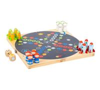 11452 Ludo "Space", small foot, de madera, juego de mesa para viajar, con 2 dados diferentes, juego familiar , color/modelo surtido