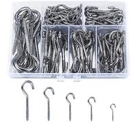 115 Piezas Ganchos de Tornillo, Ganchos de Techo, Tornillos de Gancho de Acero Inoxidable con Rosca de Madera, para Interiores y Exteriores, Colgar Plantas, Tazas, Llaves