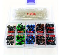 115 Sets de Accesorios Coloridos para Ojos y Nariz con Almohadillas de - Plástico Duradero, Varios Tamaños, para Manualidades, Ideal para Hacer Muñecas, Suministros para Manualidades
