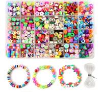 1150 Piezas Abalorios para hacer pulseras，Cuentas para Pulseras | Con Cordón Elástico,Cuentas Arcilla Polimérica para Hacer Pulseras Abalorios para DIY Collares Manualidad Regalo
