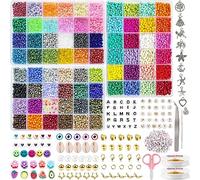 11508pcs 72 Colores 4mm Abalorios para Hacer Pulseras, Cuentas para Pulseras, Bolitas para Hacer Pulseras, Cuentas de Colores con 708pcs Accesorios Abalorios Letras Sonrientes Colgantes de Encantos