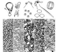 1152 Pzs Accesorios Cierres para Hacer Joyería Incluye Cierre de Langosta Anillos de Salto Abiertos Tapas de Nudos Cuentas de Espaciador Extremos de Cordón Engarce, Kit de Fabricación para Bisutería