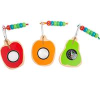 11521 Oruga glotona expositor herramientas para los exploradores, de madera, small foot, 3 diferentes con mosquetón , color/modelo surtido