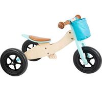 11609 Triciclo - Bicicleta Maxi 2 en 1, small foot, de Madera, en Turquesa, Triciclo y Bicicleta con Asiento Ajustable y neumáticos de Goma.