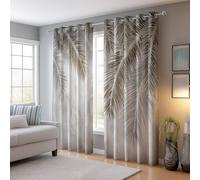 117 An x 229 Al cm (2Paneles) Blackout Cortinas de , Estampado de Minimalismo Arte Digital Hojas De Palma de con Aislamiento Térmico Tratamientos de Ventana - Blanco Grisáceo para Sala De Estar