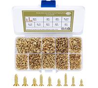 1170 Piezas Tornillos Pequeños, Tornillos Autorroscantes de Cabeza Cruzada, Tornillos de Cabeza Plana, Micro Tornillos para Madera, Tornillos Autoperforantes, Dorado, M2, M2.5, M3