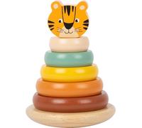Small Foot Design - Torre de apilamiento Tigre Safari, madera, juego de ensartar, a partir de 12 meses