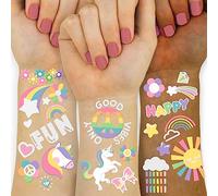 118 PCS Unicornio Tatuaje Temporal, Glitter Style Pride Tattoo Rainbow Crown Fake Tattoo para Niñas Fiesta de Cumpleaños, Pegatina Tatuaje Impermeable