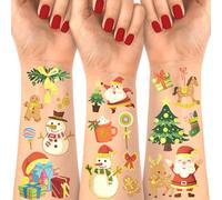 118 pezzi tatuaggi temporanei natalizi per bambini, tatuaggi finti natalizi con Babbo Natale Rudolph albero di Natale pupazzo di neve cappello calza per bomboniere natalizie, calza regalo