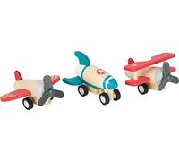 11884 Set de Aviónes y Cohete, Small Foot, con Tres Grandes voladores, Madera Resistente, a Partir Desde 12 Meses.