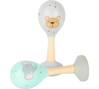 Small Foot Small Foot-11886 Sonajeros Musicales, Tonos Pastel y con diseño Infantil, para bebés y niños pequeños. Toys, Color Madera, Gris, Rosa, Azul Claro (11886)