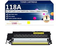 118A Cartucho de Tóner de Alto Rendimiento Compatible para HP Color Laser MFP150a 150nw 178nw 179fnw Impresoras, Clear and Sharp,Yellow-1 Pack