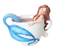 11cm Relaxing Mermaid in White Coffee Cup Statue Figurine