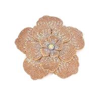 11CM Rhinestone Camellia Rose Applique - Fabric Flower For Women's Fashion Accessories(Champagne)